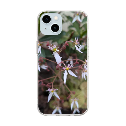 ユキノシタのお花が可愛らしい〜 Soft Clear Smartphone Case