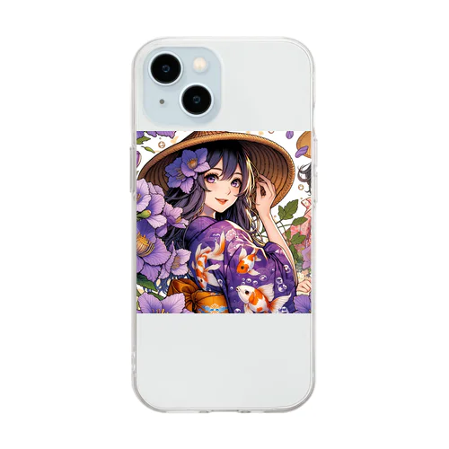 夏と浴衣と麦わらと Soft Clear Smartphone Case