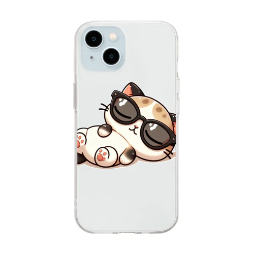 気持ちよくお昼寝中の猫 Soft Clear Smartphone Case