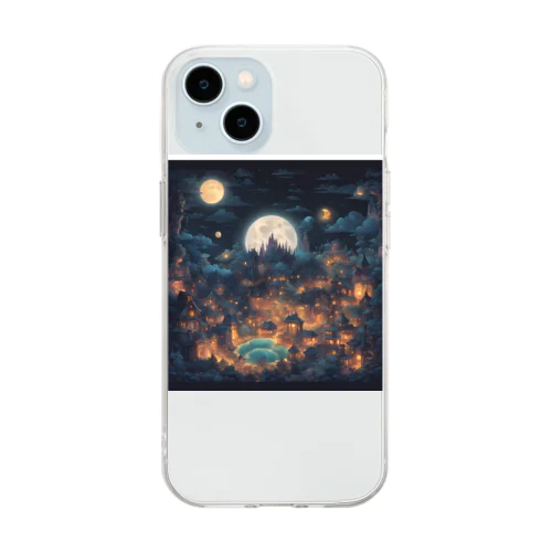 異世界風夜の町 Soft Clear Smartphone Case