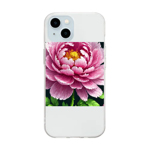 ピクセルアートの5月_芍薬 Soft Clear Smartphone Case