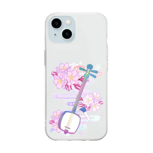 三味線 -雪月花- 【桜】 Soft Clear Smartphone Case