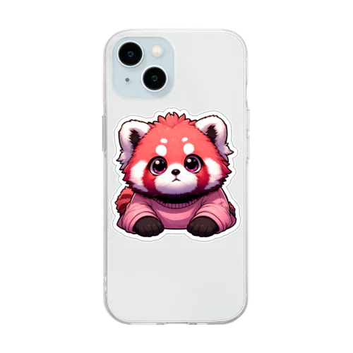 ピンクシャツ賛成レッサーパンダ Soft Clear Smartphone Case