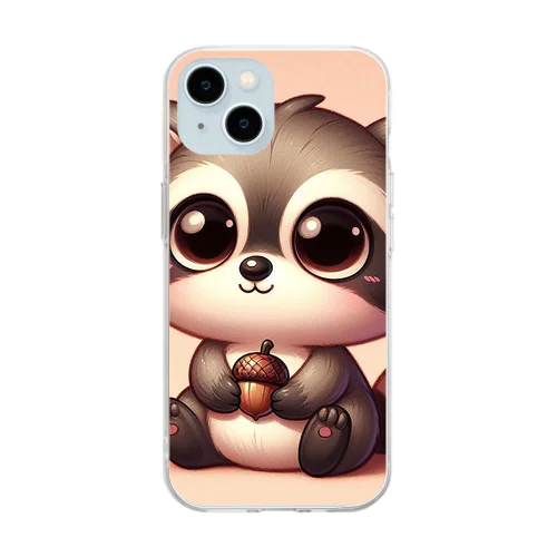 デフォルメアライグマグッズ Soft Clear Smartphone Case