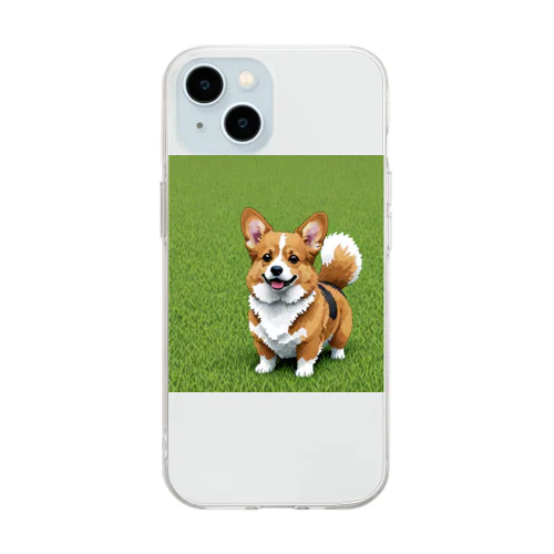 ドット絵のコーギー Soft Clear Smartphone Case