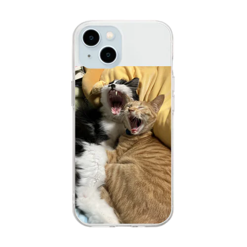 キュートな猫猫あくび Soft Clear Smartphone Case