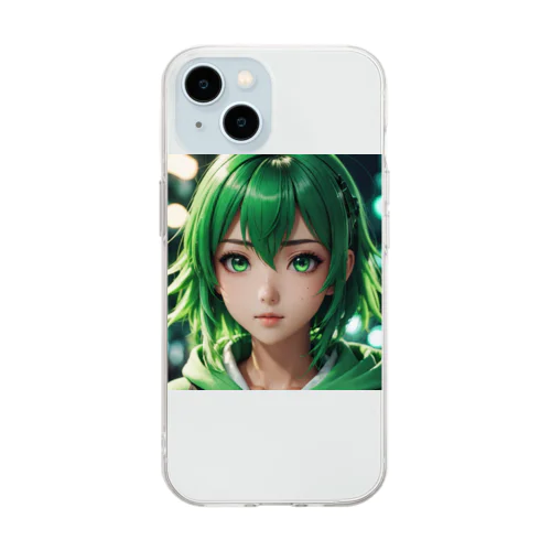 可愛らしいアニメキャラクターが描かれた美少女イラスト Soft Clear Smartphone Case