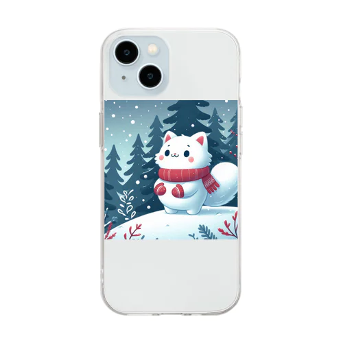 雪ねこ Soft Clear Smartphone Case