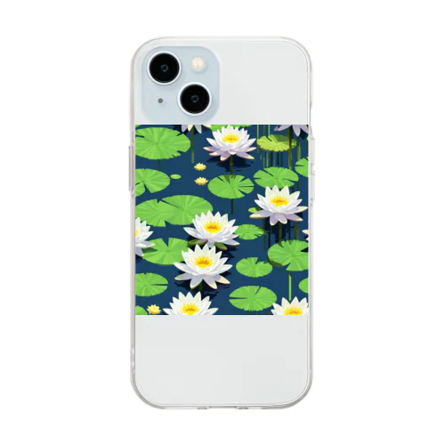 ピクセルアートの5月_水芭蕉（みずばしょう） Soft Clear Smartphone Case