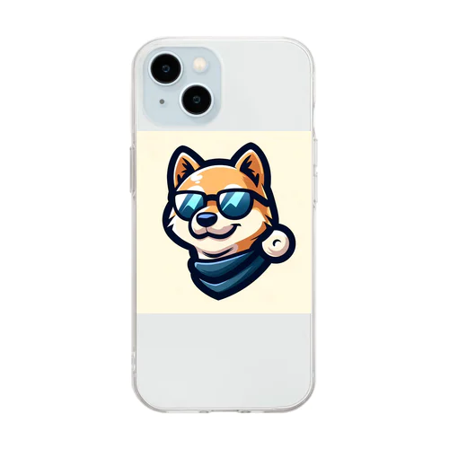 スタイリッシュな柴犬マスコット Soft Clear Smartphone Case