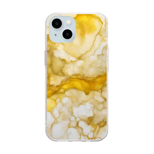 アルコールインクアート　-YELLOW- Soft Clear Smartphone Case