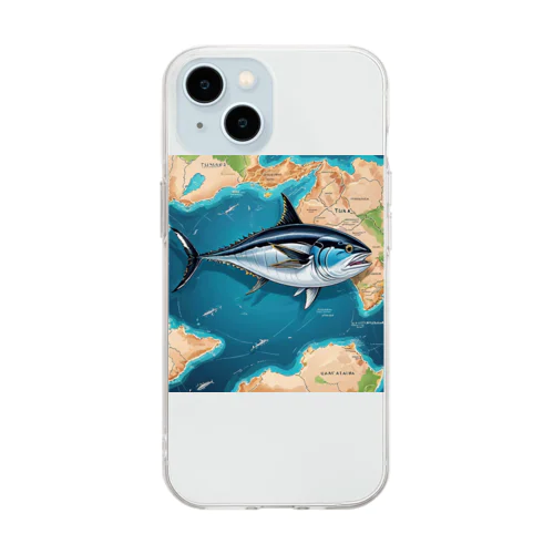 世界を旅するマグロ君 Soft Clear Smartphone Case