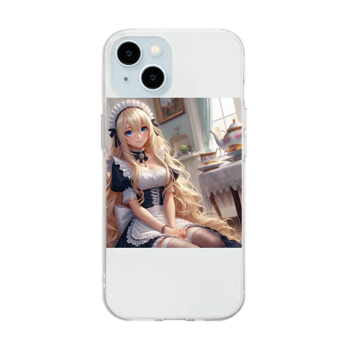 メイドさん　3Dアニメーション　美少女　漫画　アニメ Soft Clear Smartphone Case