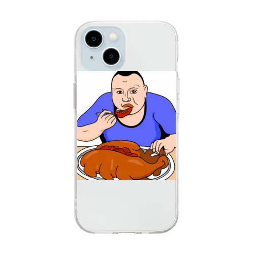 お肉大好きおじさん Soft Clear Smartphone Case