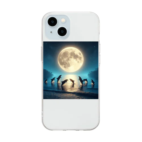 月夜のイルカ2nd Soft Clear Smartphone Case