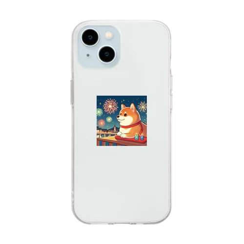 花火と犬 Soft Clear Smartphone Case