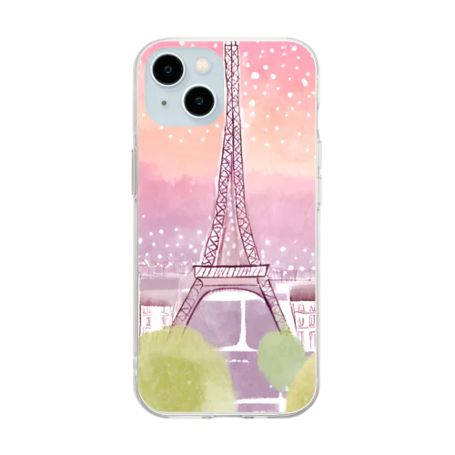 パリの街並み Soft Clear Smartphone Case