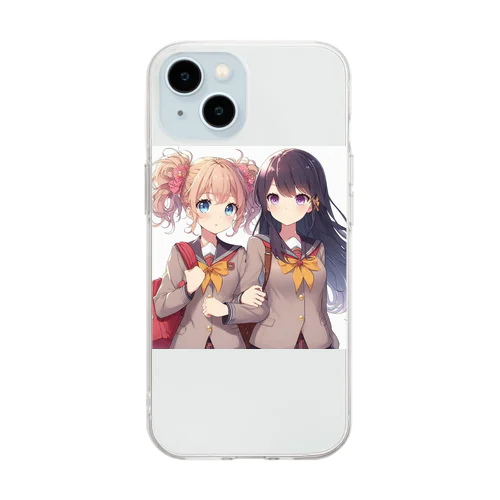 二人とjkたち Soft Clear Smartphone Case