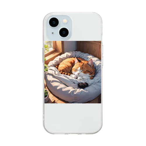 寝ている猫 Soft Clear Smartphone Case