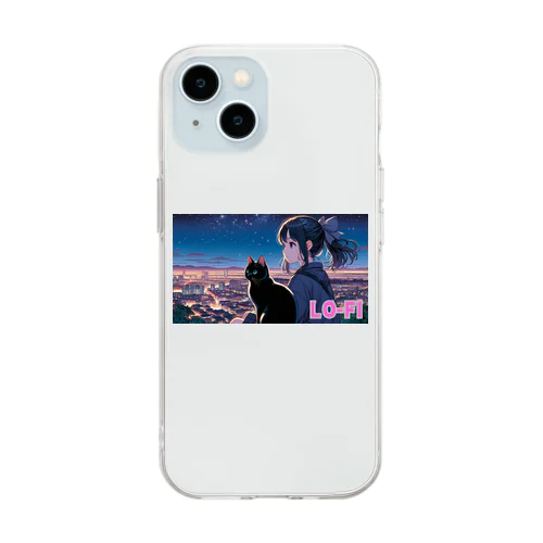 時空の旅猫アルトとミアの夜景物語 Soft Clear Smartphone Case