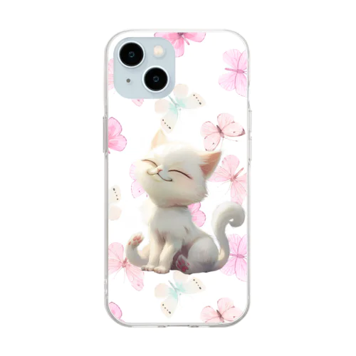 Cat and Butterfly Waltz Soft Clear Smartphone Case
