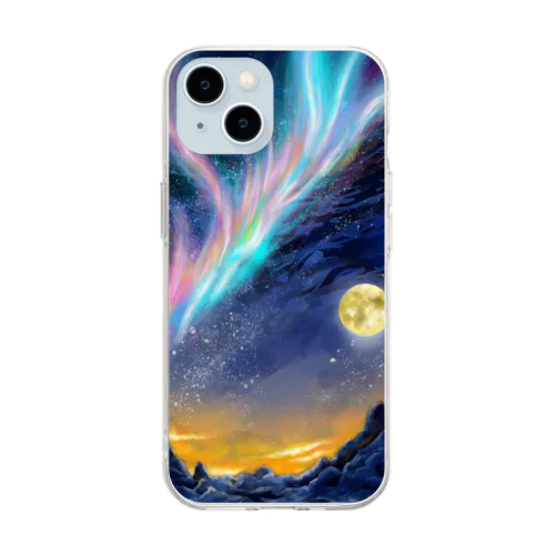 【限定1個！】オーロラと星と月 Soft Clear Smartphone Case