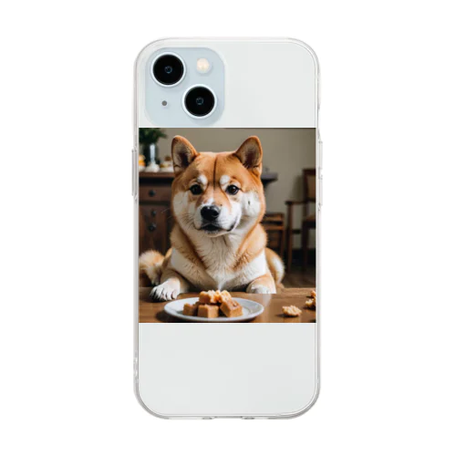 餌に手が出そうな柴犬 Soft Clear Smartphone Case