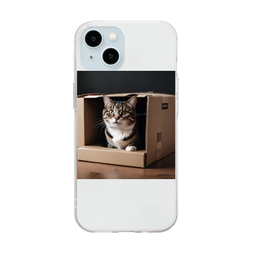 ダンボール猫 Soft Clear Smartphone Case