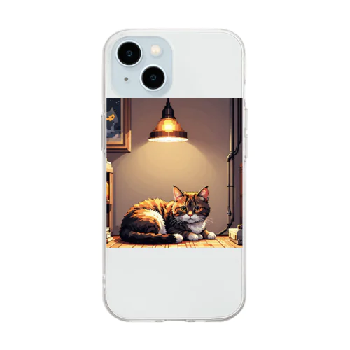 ライトに照らされた猫 Soft Clear Smartphone Case