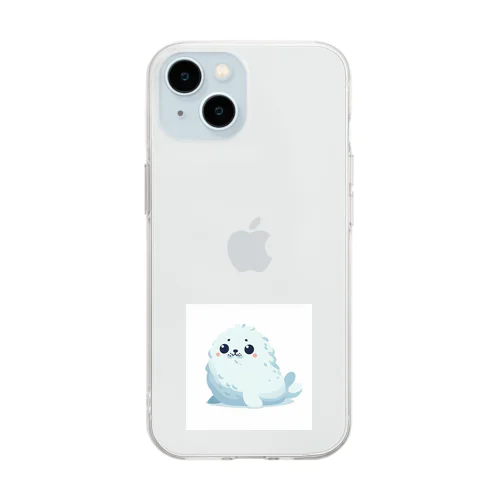 ふわふわホワイトコート【あざらしAI工房】 Soft Clear Smartphone Case