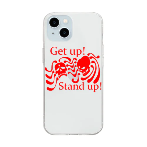 Get Up! Stand Up!(赤) Soft Clear Smartphone Case