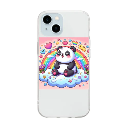 愉快なパンダ Soft Clear Smartphone Case