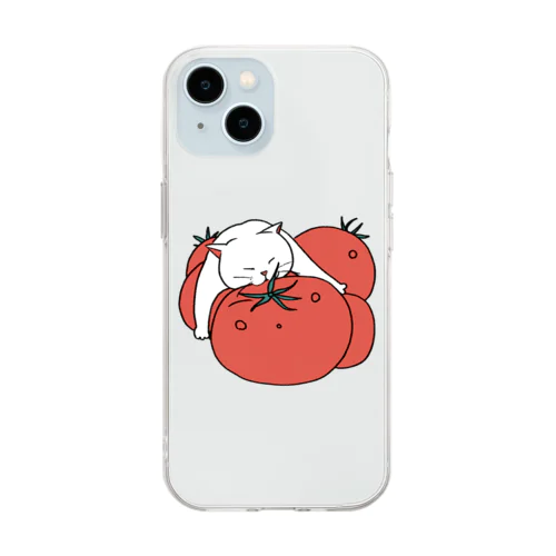 トマトと猫 Soft Clear Smartphone Case