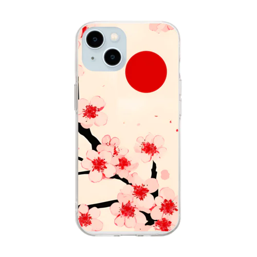 日の丸桜のスマホケース ソフトクリアスマホケース