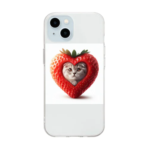 いちごねこ　すこにゃん Soft Clear Smartphone Case