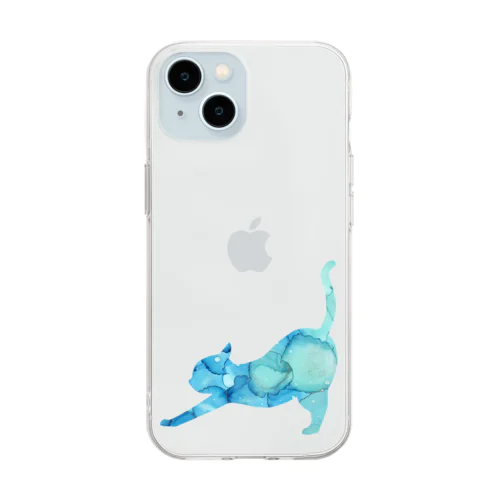 NEKO no STRETCH〈水色〉 Soft Clear Smartphone Case