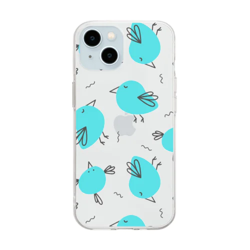 幸せの青い鳥、クリア Soft Clear Smartphone Case