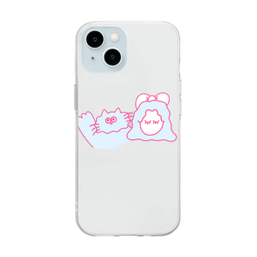 FMやまとラジオ「私が相談したいわ」シャム猫娘とシャム猫キャラクターグッズ Soft Clear Smartphone Case