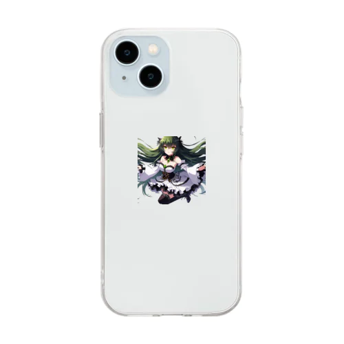 碧の髪の少女 Soft Clear Smartphone Case