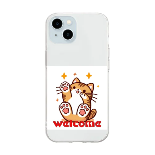 楽しく笑う肉球の猫ちゃんⅡ Soft Clear Smartphone Case