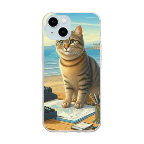 海辺の仕事猫 Soft Clear Smartphone Case
