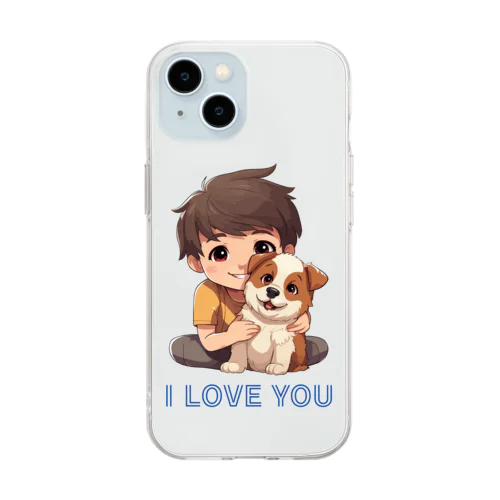 I LOVE YOU(Dog&Boy) (39) Soft Clear Smartphone Case