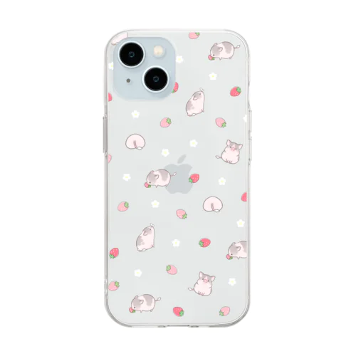 イチゴとしらたまちゃん（透明） Soft Clear Smartphone Case