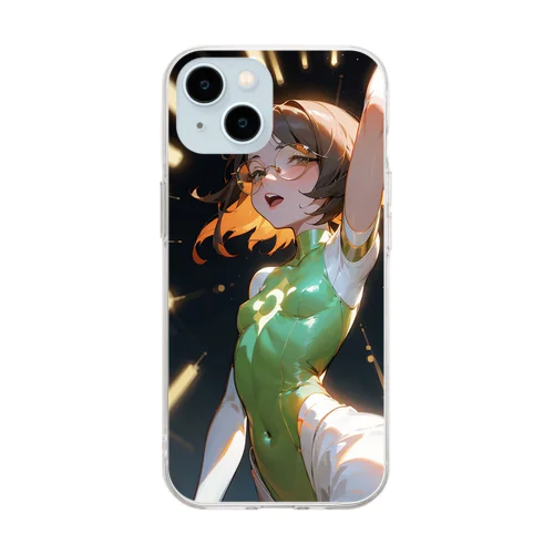 翠緑の星、女の子。、 Soft Clear Smartphone Case