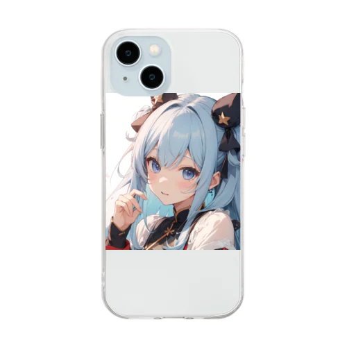 あおにゃん Soft Clear Smartphone Case