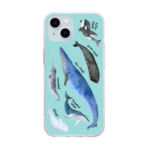 クジラまみれスマホケースiPhone13.14.15用 Soft Clear Smartphone Case