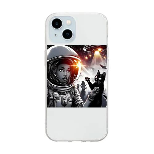 猫型宇宙人との遭遇 Soft Clear Smartphone Case