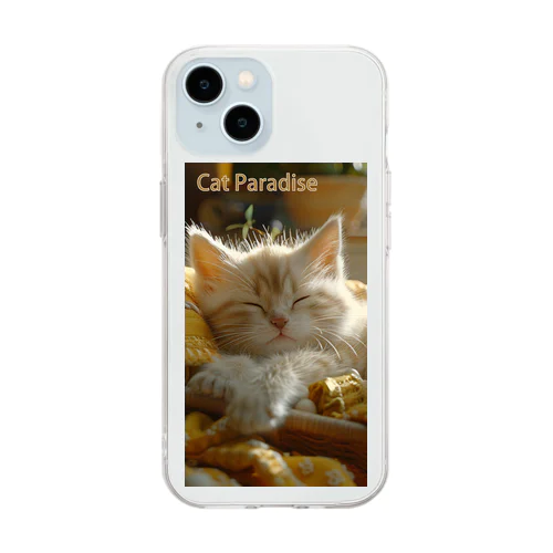 すやすや寝る子猫🐈sleeping kitten Soft Clear Smartphone Case