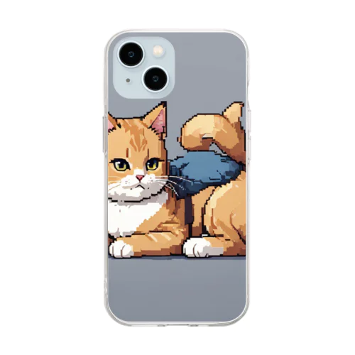 猫のゆるキャラ Soft Clear Smartphone Case