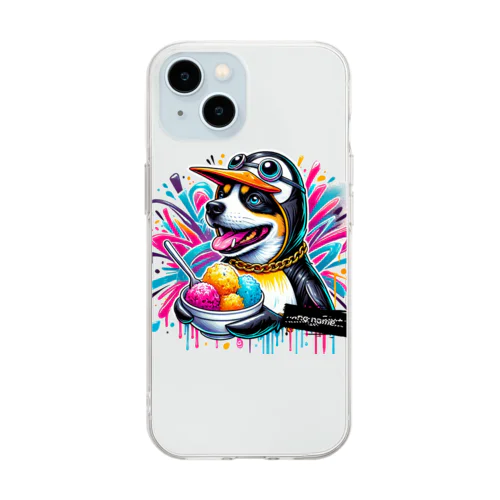 グラフティ イヌ✖️ペンギン Soft Clear Smartphone Case